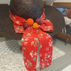 2 Vintage Straw Hats, 80s